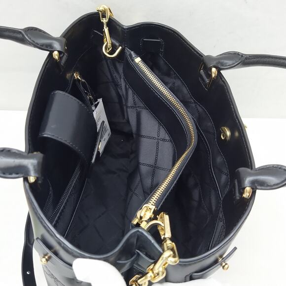 Michael Kors Gramercy Black Leather Lock Double Satchel Shoulder Bag - $358 - Picture 11 of 16